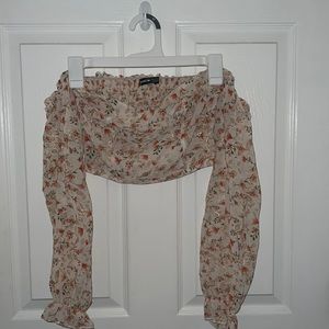 Floral puffy sleeves off shoulder